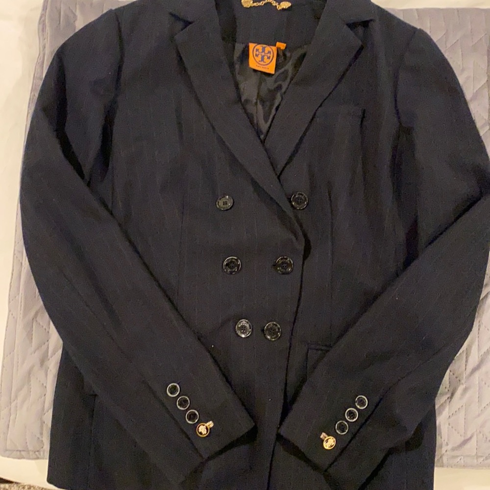 EUC TORY BURCH NAVY PINSTRIPE DOUBLE BREASTED SUIT